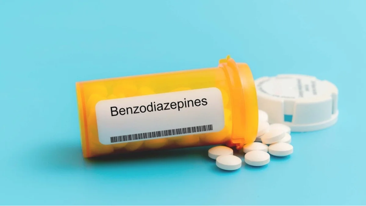 Open pill bottle of Benzodiazepines