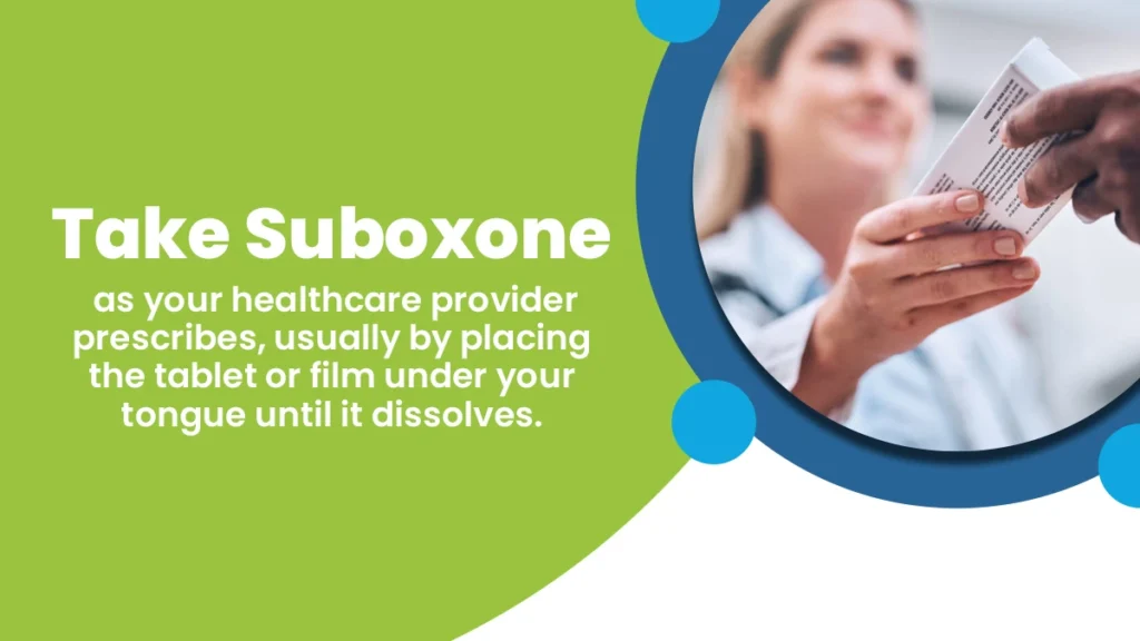 Take Suboxone as your healthcare provider prescribes. Image of a pharmacist handing someone a box of medication.